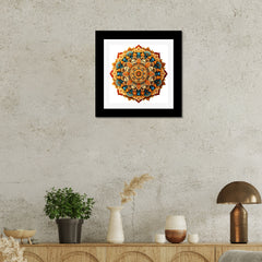 Colorful Mandala Art Wall Painting/Art Print/Poster Frame For Living Room, Bedroom, Office, Home Decoration Item / Black Frames for Wall Décor Size: 12 x 12 Inch