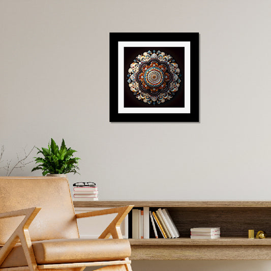 Mandala Wall Art Poster/Painting for Home Decoration/Wall Decoration (Mandala Multicolor Art Frame) Black Framed Artprints Black Framed for Wall Décor: Size 12 x 12 Inch)