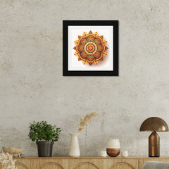 Beautiful Multicolor Modern Rangoli Mandala Wall Art Print/Poster Wall Decor Painting with Black Frame for Home and Office Wall Decoration Size: 12 Inch x 12 Inch