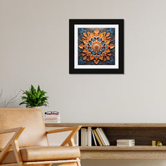 Bright Multicolor Floral Mandala Wall Decor Art Print/Painting/Poster with Black Frame for Living Room, Bedroom, Office, Home Decoration Size: 12 X 12 Inch