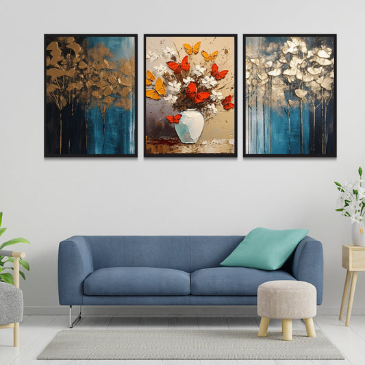Abstract Floral Art Wall Mount Frame Modern Art Print/Painting for Wall Décor
