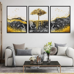 Golden Abstract Modern Art Painting for Living Room,Bedroom,Home, Office Décor