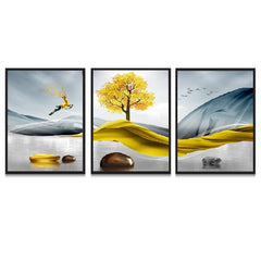 Abstract Golden Modern Art Frame Painting for Wall Decoration