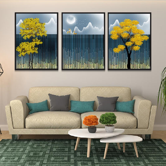 Modern Abstract Blue Landscape Art Print Painting for Wall Décor