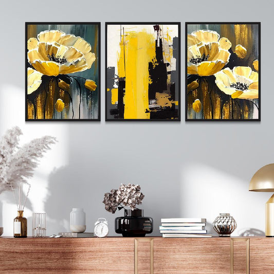 Modern Abstract Painting Set of 3 Wall Frame Painting for Home and Office Décor
