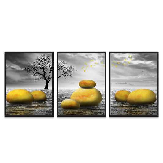 Abstract Golden Stone Art Print Poster / Frame Painting for Home and Office Décor