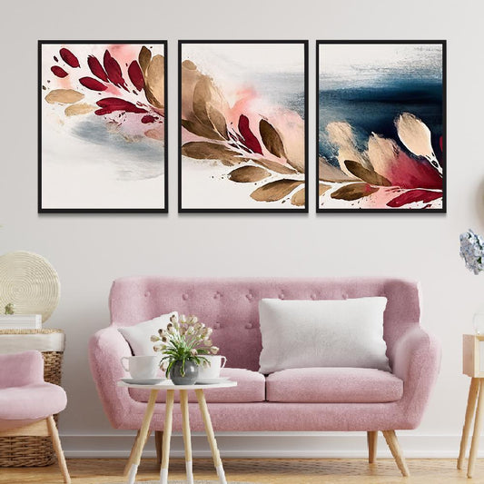 Abstract Canvas Painting Set of 3 Wall Hanging Art Print Frame Painting For Wall Décor