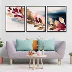 Abstract Canvas Painting Set of 3 Wall Hanging Art Print Frame Painting For Wall Décor