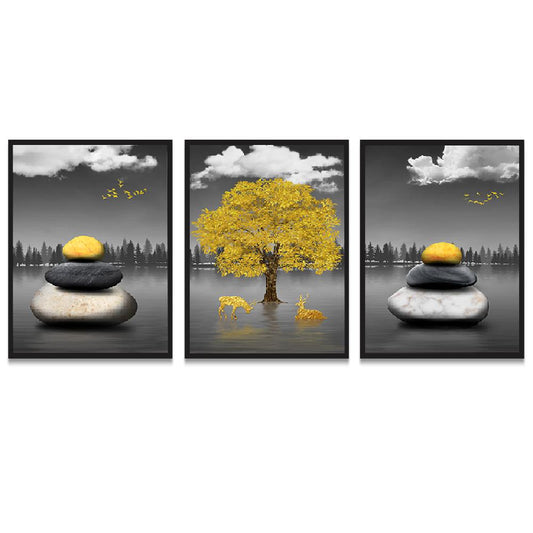 Modern 3d Abstract Nature White Frame Wall Painting for Home and Office Décor