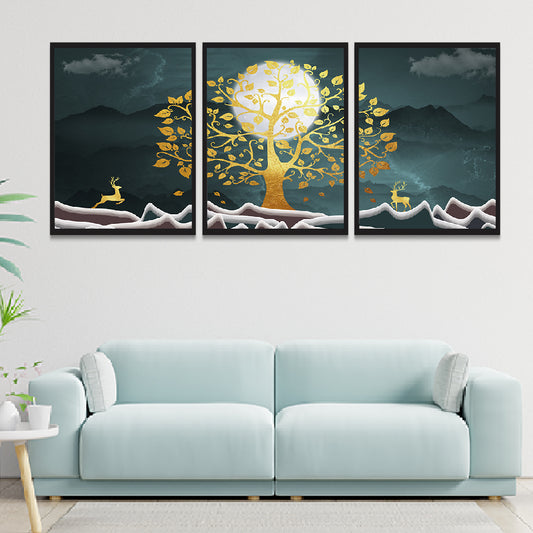 Set of 3 Abstract Modern Art Wall Decor Framed Painting DS30