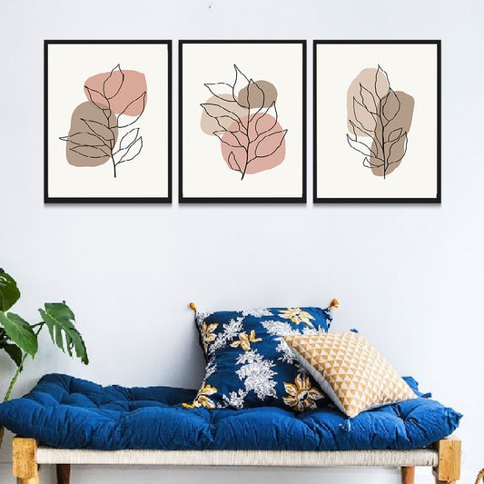 Set of 3 Abstract Modern Art Wall Decor Framed Painting for Living Room Bedroom DS33