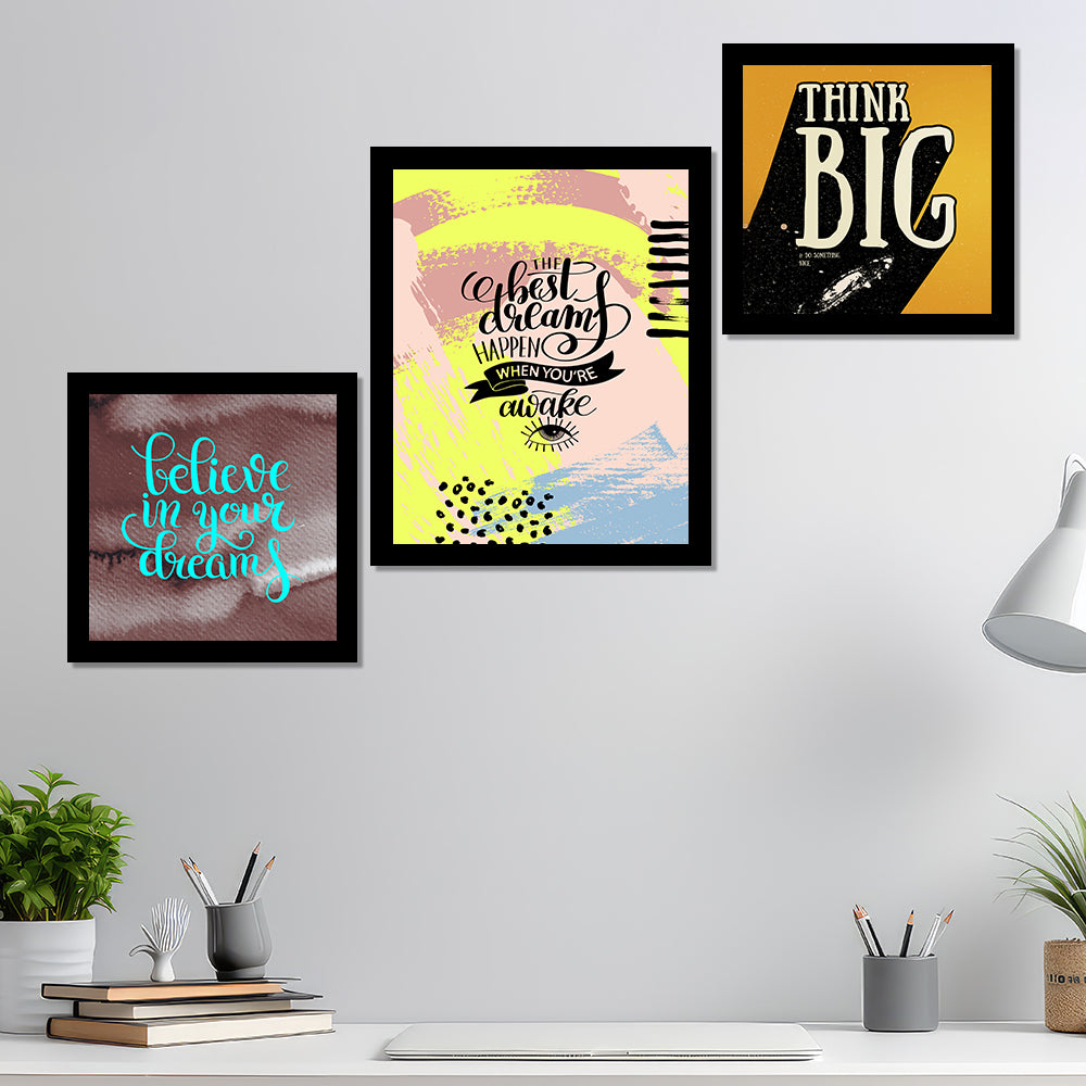 Motivational Quotes Frames Framed Posters | Quotes Wall Frames with Acrylic | Posters With Frame Set of 3 | DSQUOT_030