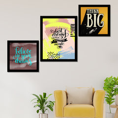 Motivational Quotes Frames Framed Posters | Quotes Wall Frames with Acrylic | Posters With Frame Set of 3 | DSQUOT_030