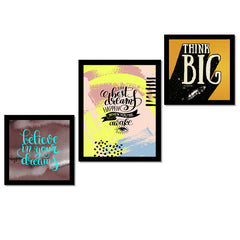 Motivational Quotes Frames Framed Posters | Quotes Wall Frames with Acrylic | Posters With Frame Set of 3 | DSQUOT_030