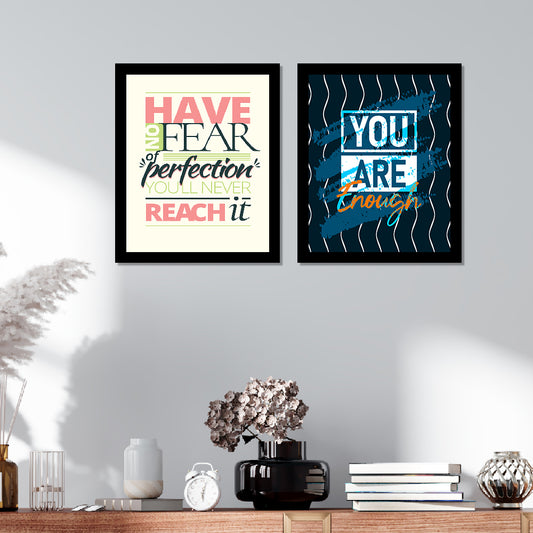 Motivational Framed Painting/Posters for Room Decoration, Set of 2 Black Frame Art Prints/Posters for Living Room ( Size:- 16 x 12 Inches , Each Frame) | DSQUOT_034