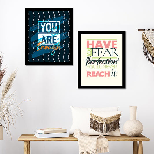 Motivational Framed Painting/Posters for Room Decoration, Set of 2 Black Frame Art Prints/Posters for Living Room ( Size:- 16 x 12 Inches , Each Frame) | DSQUOT_034