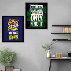 Framed Wall Hanging Motivational Quote Office, Home and Study Room Decor Art Prints 16 Inch X 12 Inch With Acrylic Set of 2 | DSQUOT_042