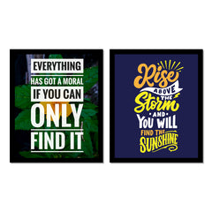 Framed Wall Hanging Motivational Quote Office, Home and Study Room Decor Art Prints 16 Inch X 12 Inch With Acrylic Set of 2 | DSQUOT_042