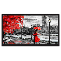 Love Couple Floating Framed Canvas Wall Painting