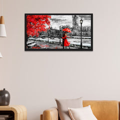 Love Couple Floating Framed Canvas Wall Painting