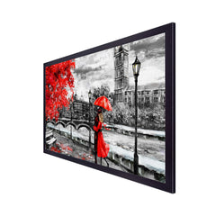 Love Couple Floating Framed Canvas Wall Painting