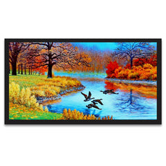 Tranquil Oasis With Nature Scenery Floating Framed Canvas Wall Painting