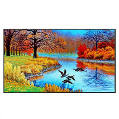 Tranquil Oasis With Nature Scenery Floating Framed Canvas Wall Painting