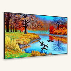 Tranquil Oasis With Nature Scenery Floating Framed Canvas Wall Painting