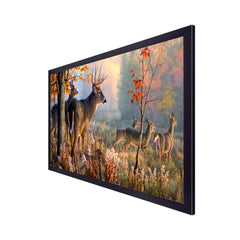 Deer in Forest Floating Framed Canvas Wall Painting