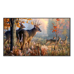 Deer in Forest Floating Framed Canvas Wall Painting