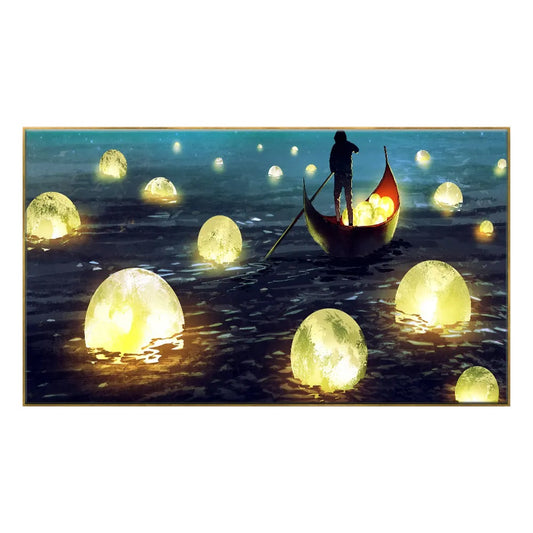 Lake of Moons Fantasy Floating Framed Canvas Wall Painting