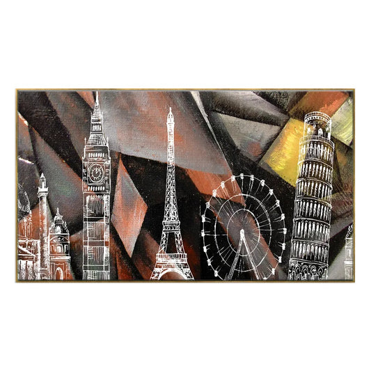 Beautiful Famous Monuments Floating Framed Canvas Wall Painting