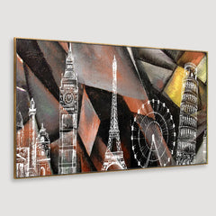 Beautiful Famous Monuments Floating Framed Canvas Wall Painting