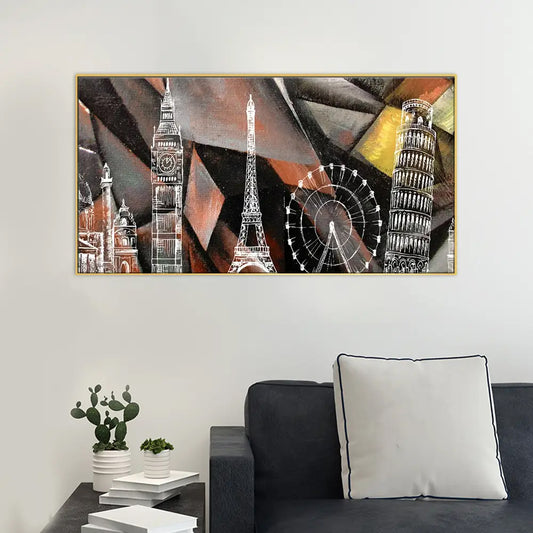 Beautiful Famous Monuments Floating Framed Canvas Wall Painting