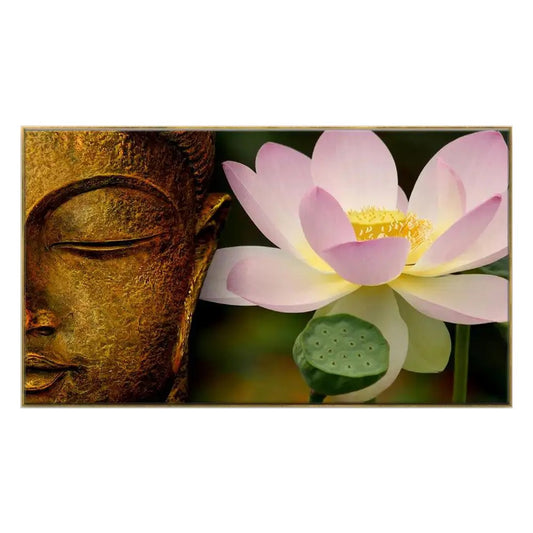 Lord Buddha with Lotus Spiritual Floating Framed Canvas Wall Painting