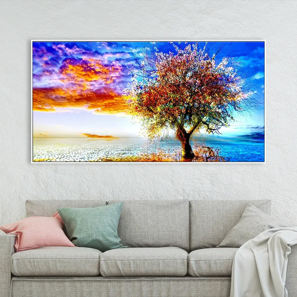 Abstract Tree Floating Framed Canvas Wall Painting