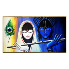 Radha Krishna Floating Framed Religious Canvas Wall Painting