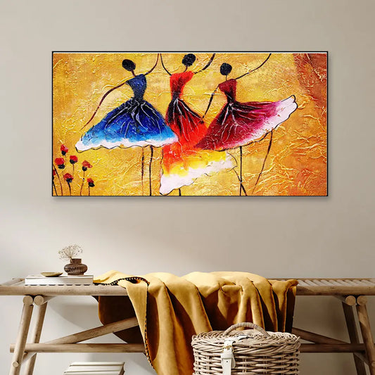 Spanish Ballerinas Dancing Dall Floating Frmaed Canvas Wall Painting