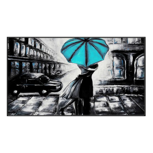 Vintage Romantic Couple Floating Framed Canvas Wall Painting