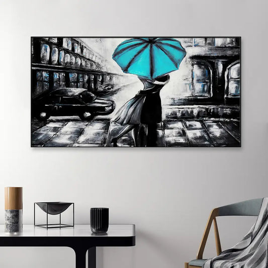 Vintage Romantic Couple Floating Framed Canvas Wall Painting