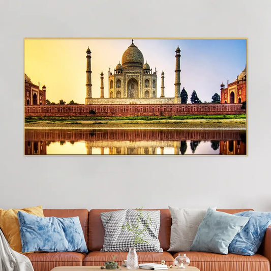 Beautiful Taj Mahal Floating Framed Canvas Wall Painting
