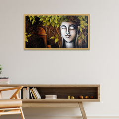 Buddha and the Bodhi Tree Floating Framed Canvas Wall Painting