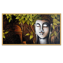 Buddha and the Bodhi Tree Floating Framed Canvas Wall Painting