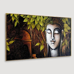 Buddha and the Bodhi Tree Floating Framed Canvas Wall Painting