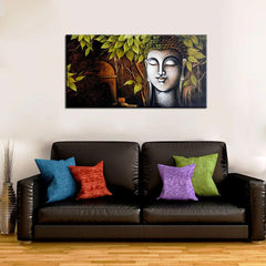 Buddha and the Bodhi Tree Floating Framed Canvas Wall Painting