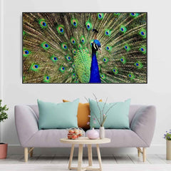 Dancing Peacock Vastu Floating Framed Ready to Hang Canvas Wall Painting