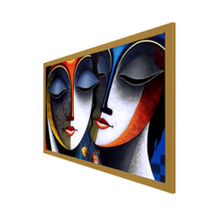 Radha Krishna Romantic Floating Framed Canvas Wall Painting