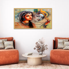 Krishna Meerabai Love Floating Framed Canvas Wall Painting