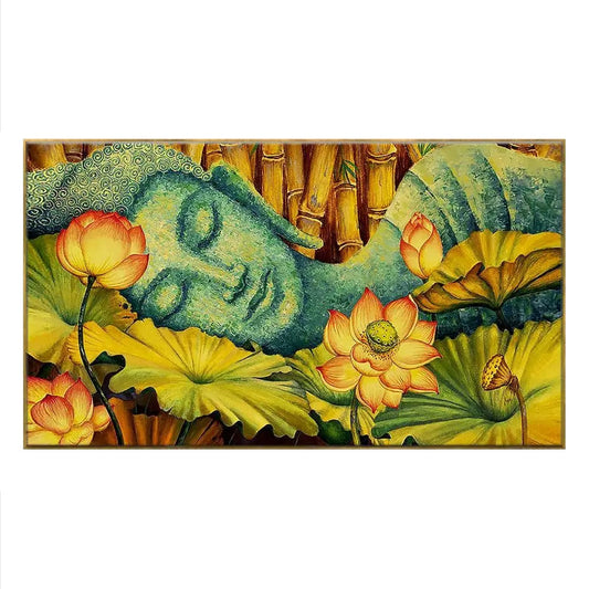 Vaastu Calming Buddha in Bamboo Forest Floating Framed Canvas Wall Painting