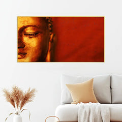 Panoramic Crimson Buddha Wall Painting with Floating Frame Canvas Wall Painting